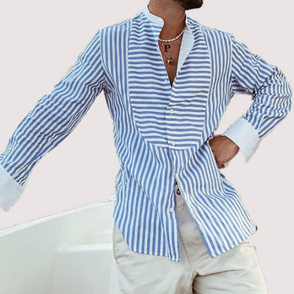Herren Langarmhemd Modisch Gestreift Elegant