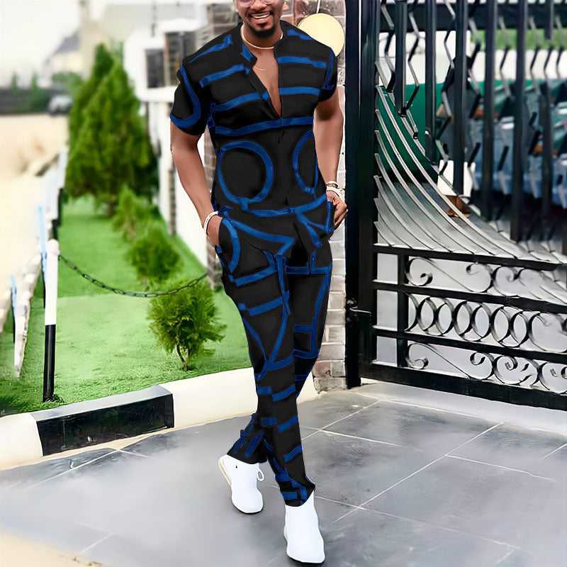 Herren Jumpsuit Modern Grafik Muster Entspannt