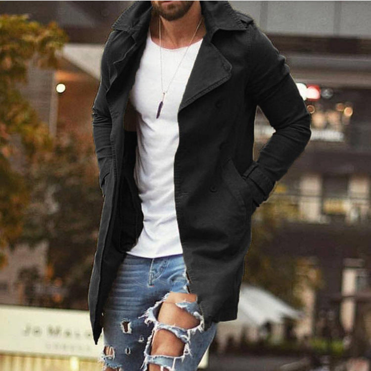 Herren Trenchcoat Lässig Modern mit Doppelknopfleiste