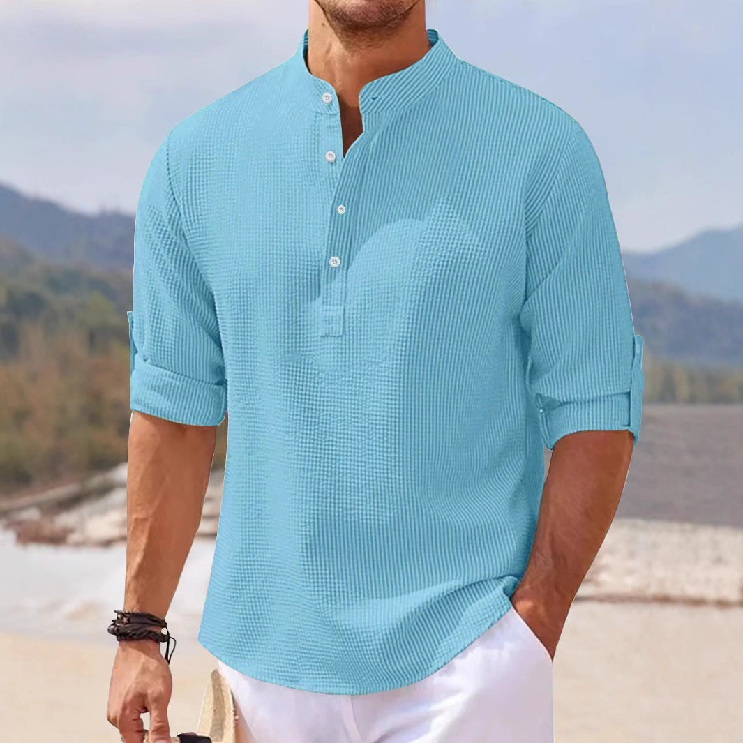 Herren Henley-Shirt Lässig Strukturiert Modern