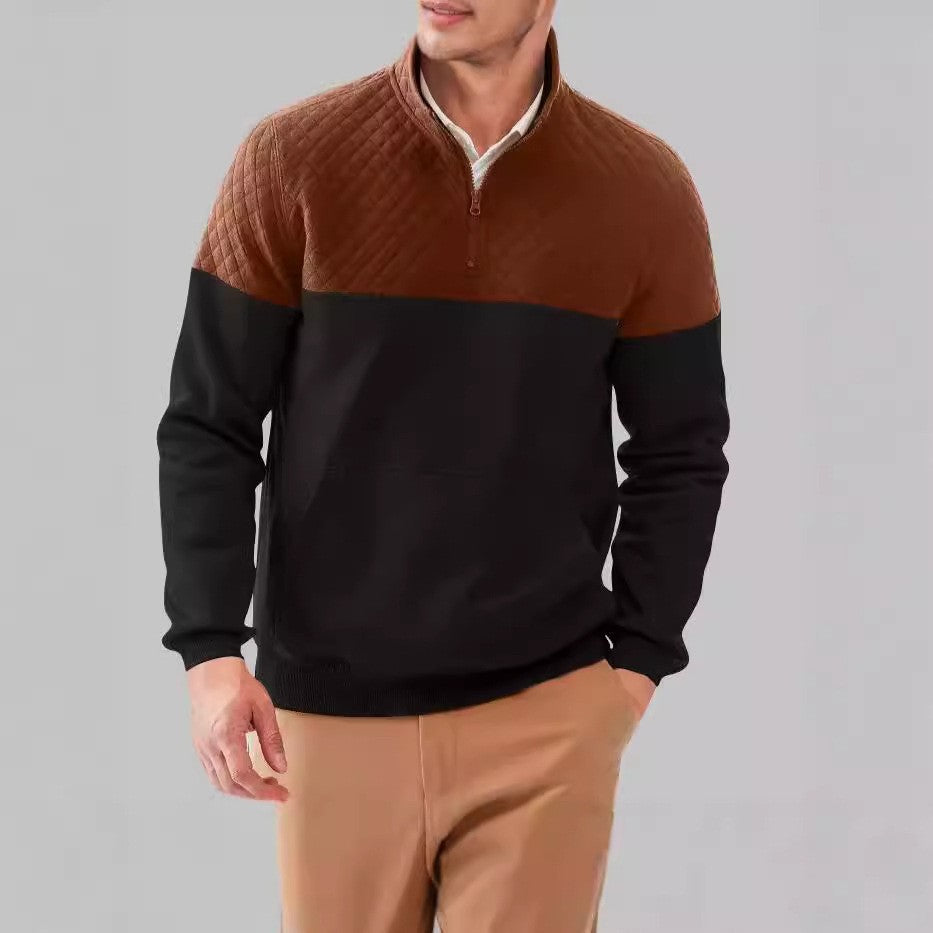 Herren Pullover Sportlich Stehkragen Taschen Modern - BerlinGlamour