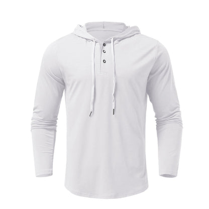 Herren Hoodie Langarm Modern Sportlich Mit Knöpfen