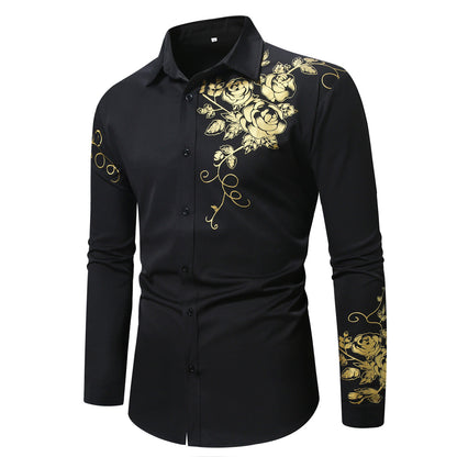Herren Hemd Elegant Blumenmuster Glänzend Modern