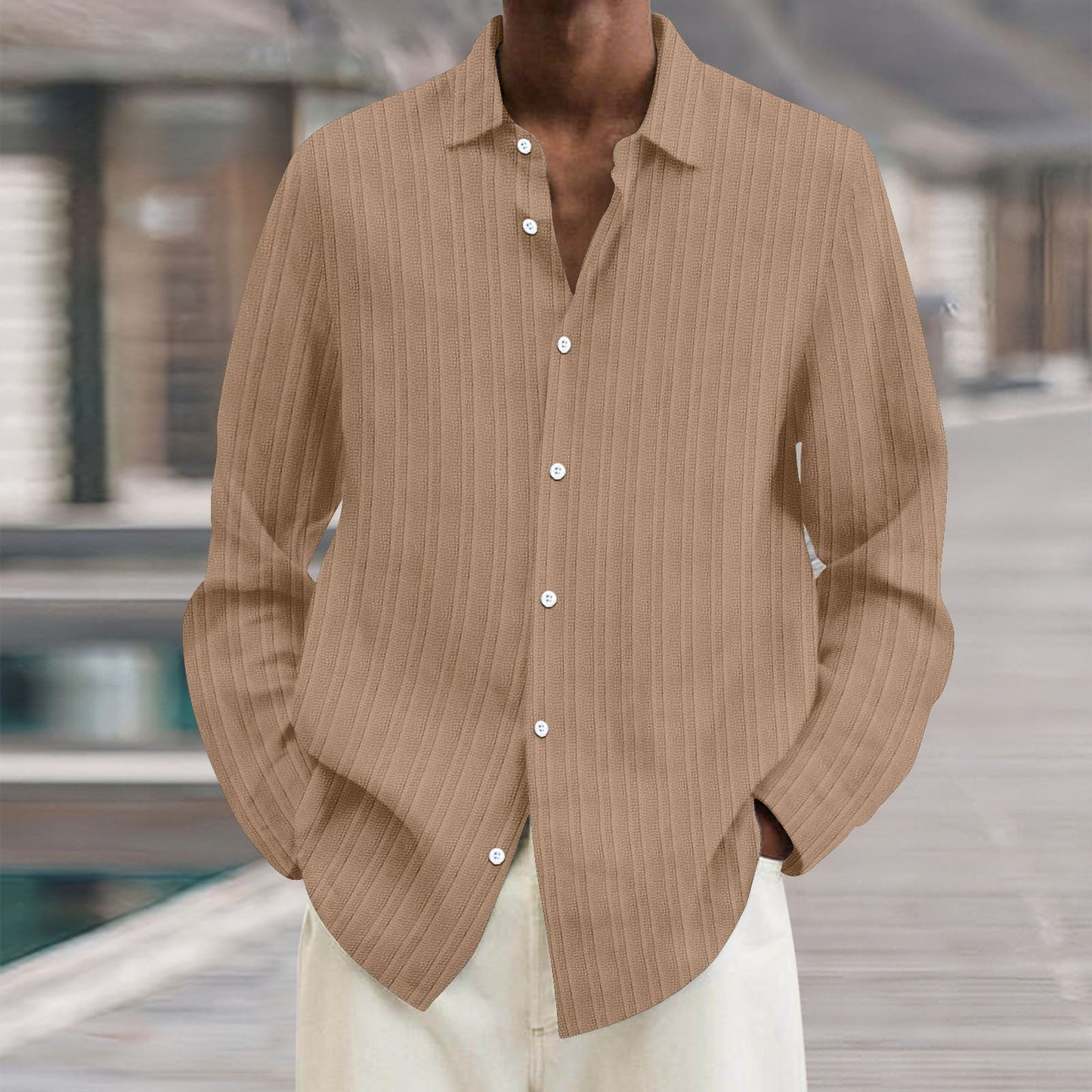 Herren Hemd Slim Fit Streifenmuster Lässig