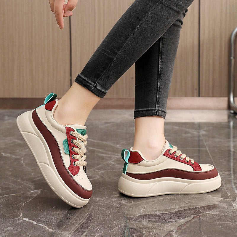 Damen Plateau Sneaker Sportlich Bequem Mit Dämpfung