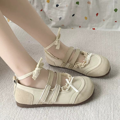 Damen Ballerinas Bequem Doppelschlaufe Schuhe Modern