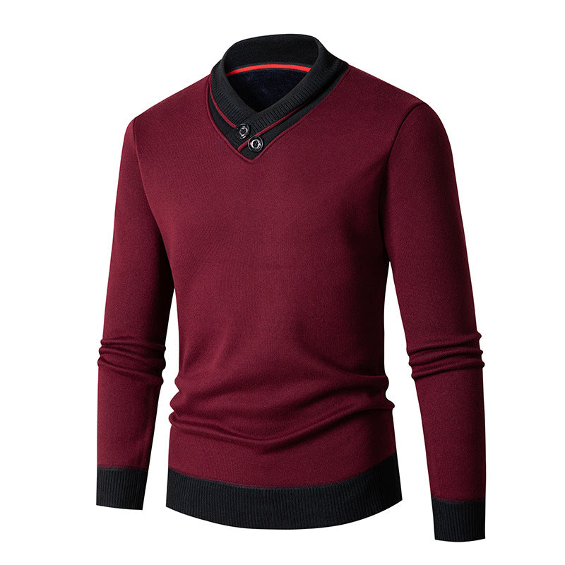 Herren Pullover Schalkragen Modern mit Knöpfen