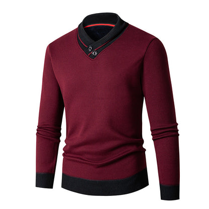 Herren Pullover Schalkragen Modern mit Knöpfen
