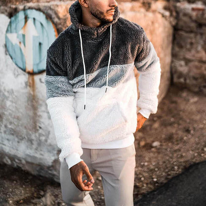 Herren Fleece Hoodie Modern Farbblock Design Kuschelig
