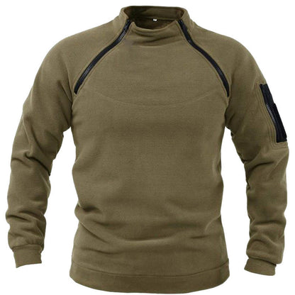 Herren Fleece Pullover Reißverschluss Taschen Warm