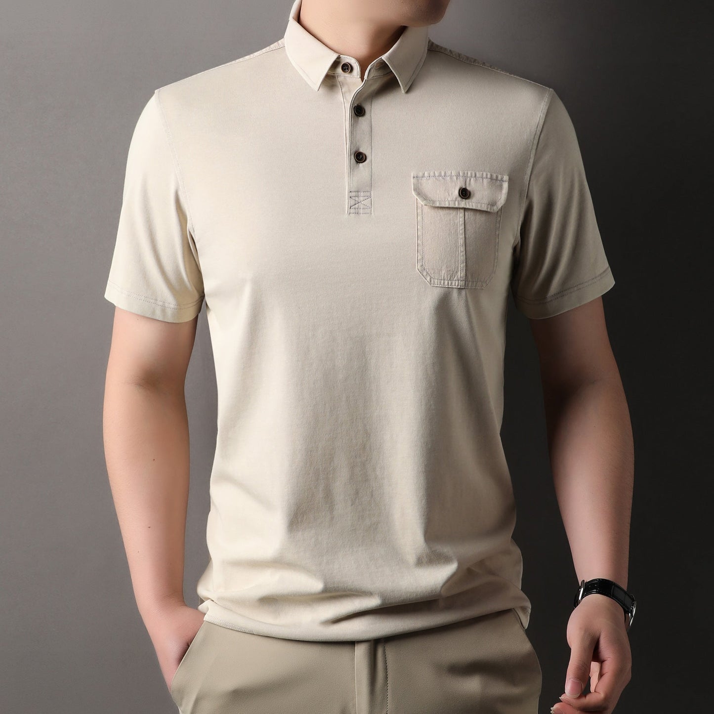 Herren Poloshirt Baumwoll mit Brusttasche Modern Slimfit - BerlinGlamour