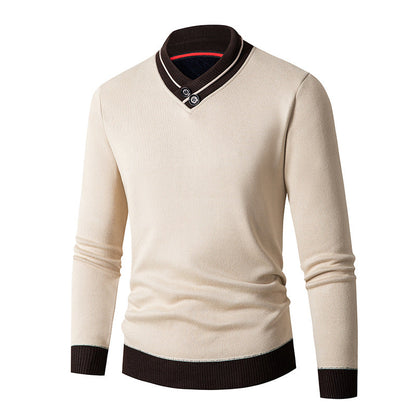 Herren Pullover Schalkragen Modern mit Knöpfen