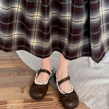 Damen Ballerinas Schnürung Edel Elegant