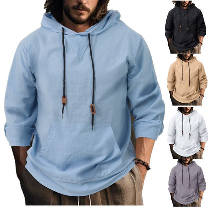 Kapuzenpullover Herren Lässig V-Ausschnitt Mit Taschen