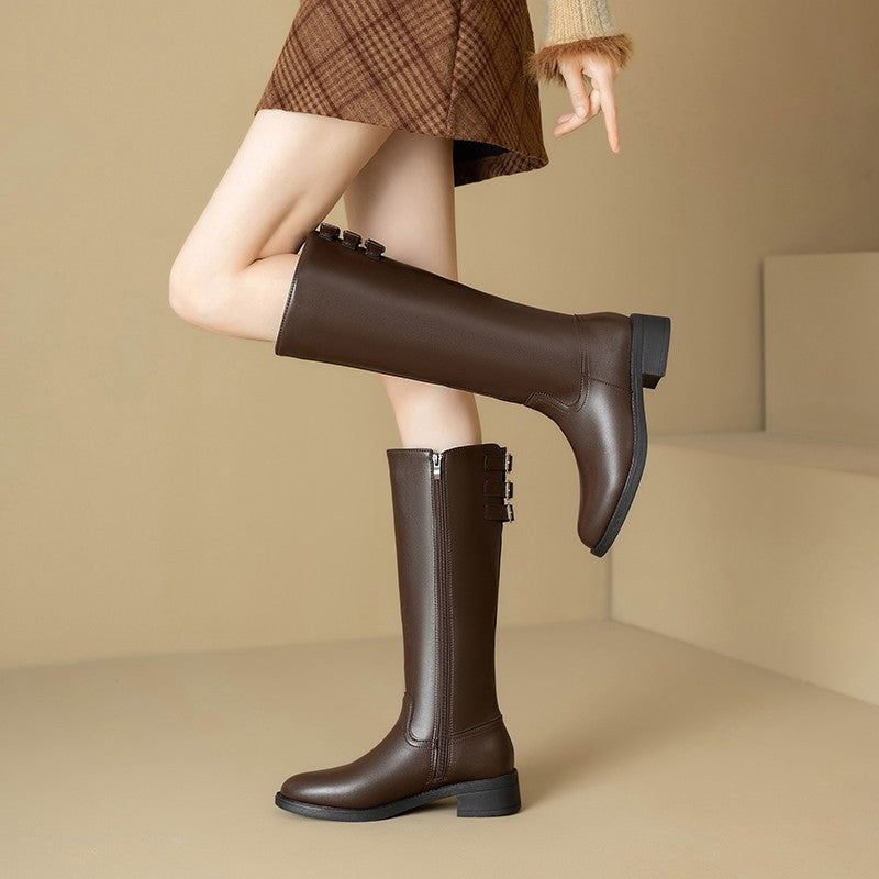 Damen Stiefel Schnalle Reißverschluss Größe 36-41 - BerlinGlamour