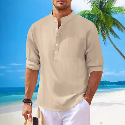 Herren Leinenbluse Lässig Sommer Modern