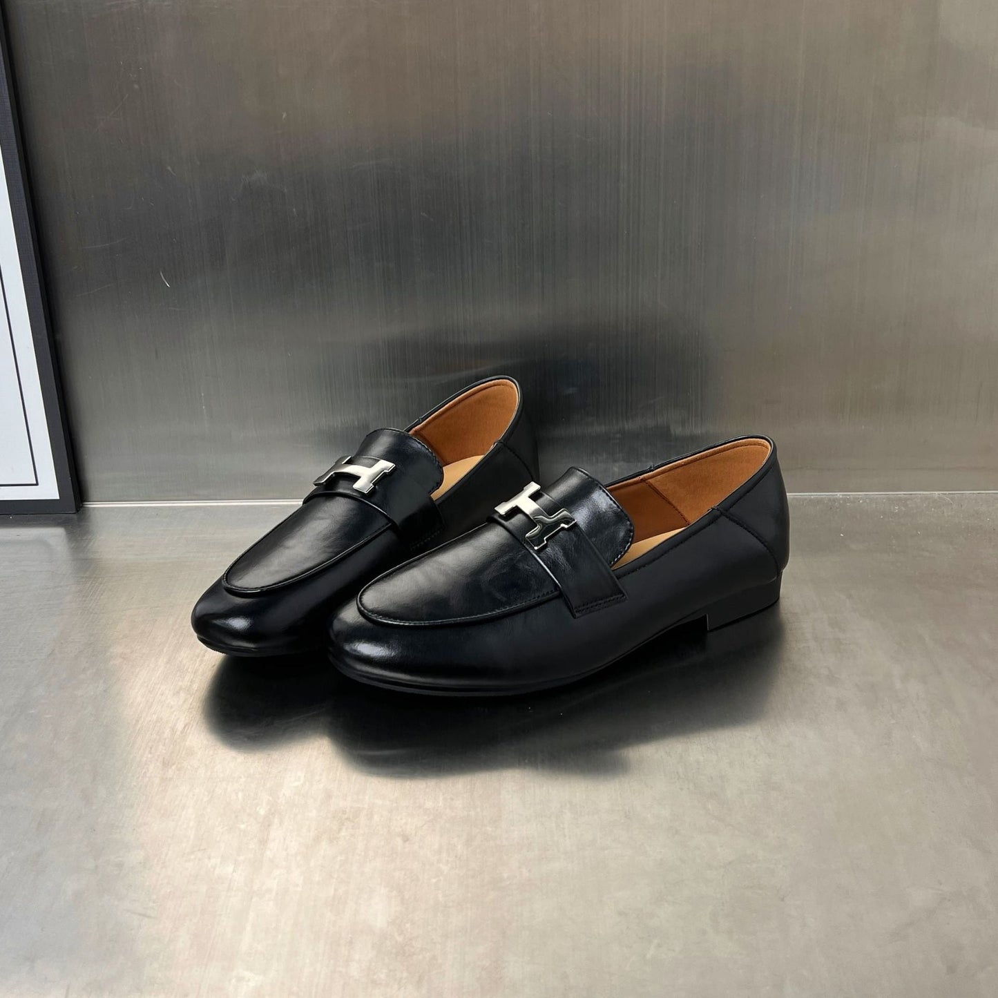 Damen Mokassins Leder Elegant Schnallenverschluss