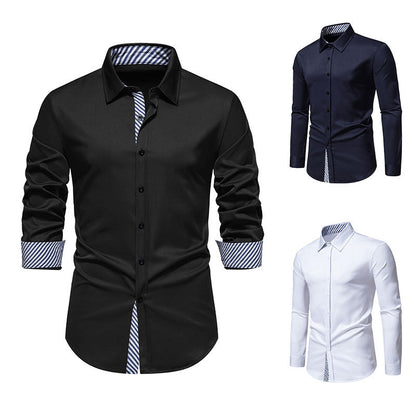 Herren Langarmhemd Elegantes Streifen Hemd Modern