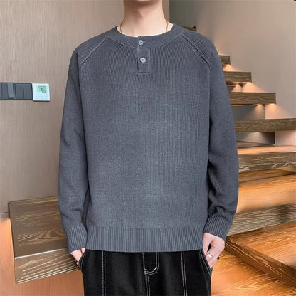 Herren Strickpullover Modern Umschaltbarer Kragen Hochwertig