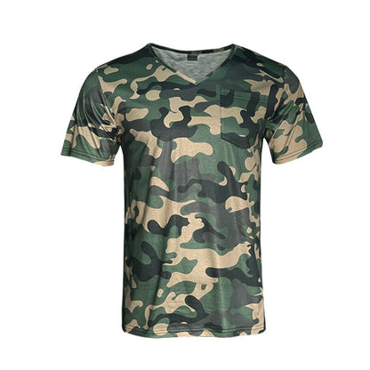 Männer Camo T-Shirt Grün Militärstyle