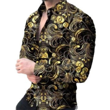 Herren Hemd Langarm Grafik Muster Trendy Modern