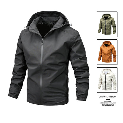 Herren Sportjacke Wasserdicht Kapuze Verstellbar Schwarz - BerlinGlamour