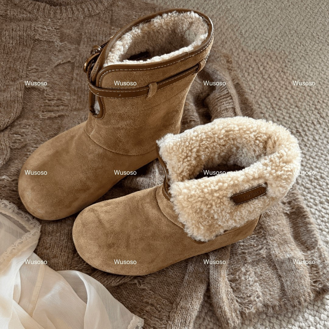 Damen Winterstiefel Veloursleder Weich und Warm