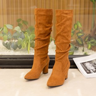 Damen Stiefel Hoch Hacken Blockabsatz Elegant