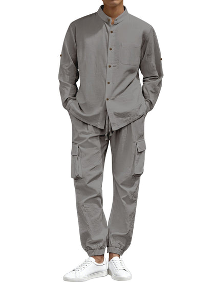 Herren Cargo-Hose Stehkragen Elastisch Bequem