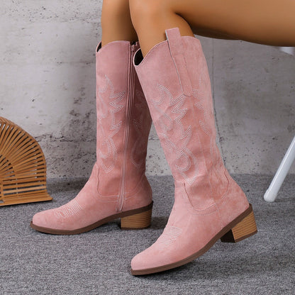 Damen Stiefel Westernstil Modisch Blockabsatz Comfort