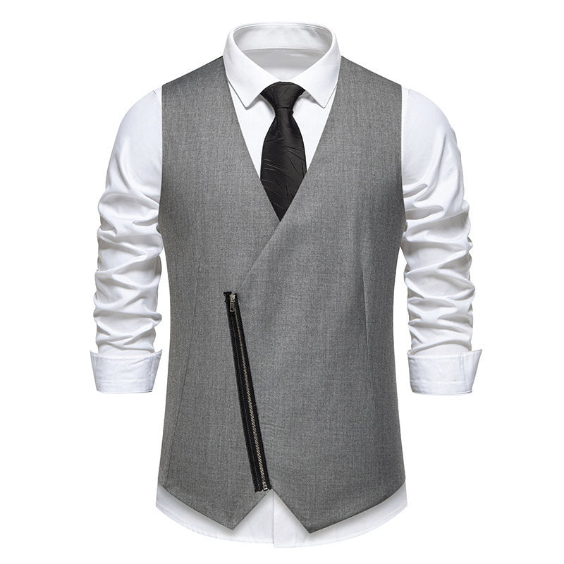 Herren Weste Modern Asymmetrisch Reißverschluss Design