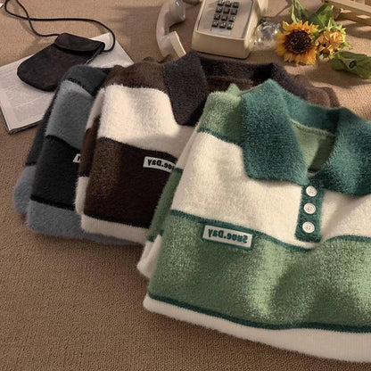 Damen Strickpullover Kuschelig Weich mit Polokragen