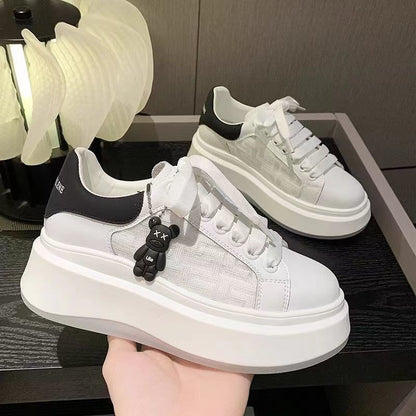 Damen Sneaker Hoch Plattform Trendy Schnürung