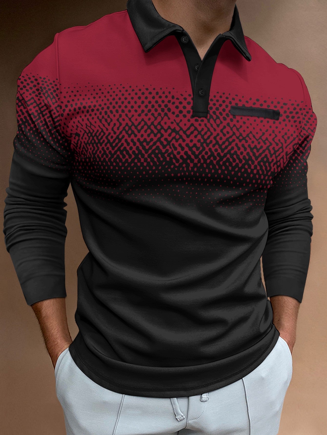 Herren Poloshirt Modern Farbverlauf Kontrastdetails Stylisch