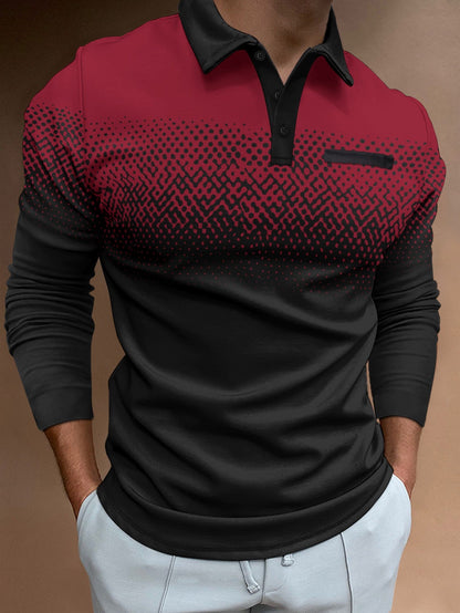Herren Poloshirt Modern Farbverlauf Kontrastdetails Stylisch