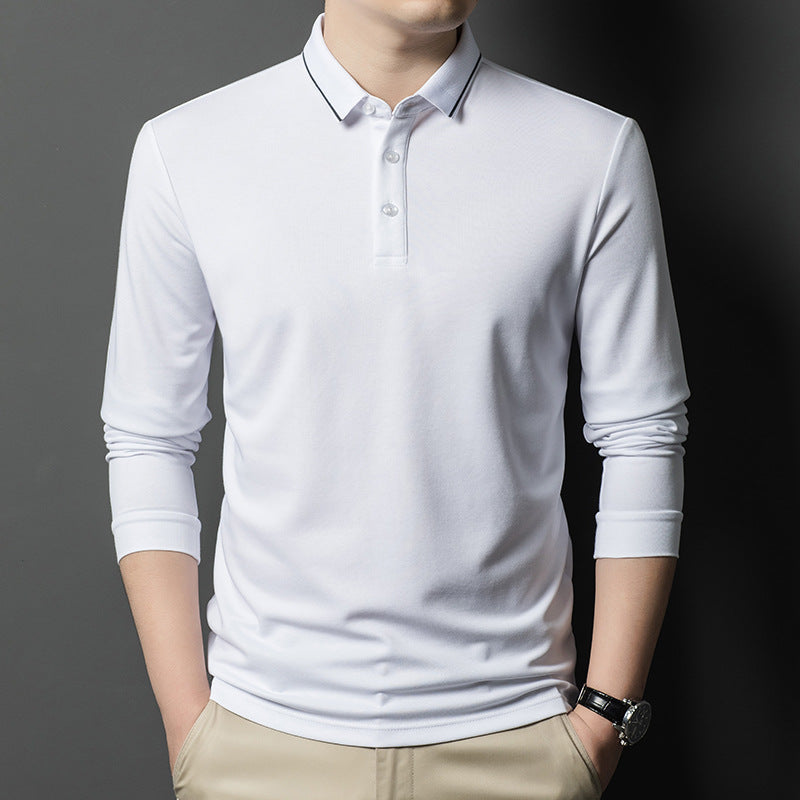 Herren Polohemd Langarm Elegantes Piqué-Hemd Modern