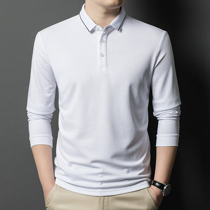 Herren Polohemd Langarm Elegantes Piqué-Hemd Modern