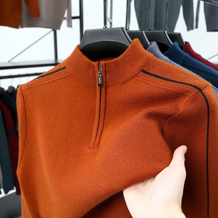Herren Fleece Pullover Modern Stehkragen Reißverschluss