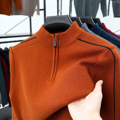 Herren Fleece Pullover Modern Stehkragen Reißverschluss