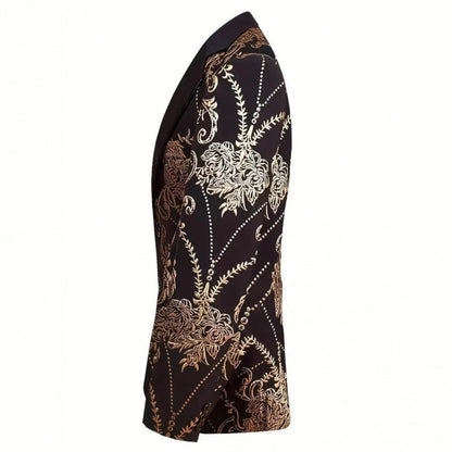 Extravaganter Herren Blazer mit floralem Muster Elegant Schwarz