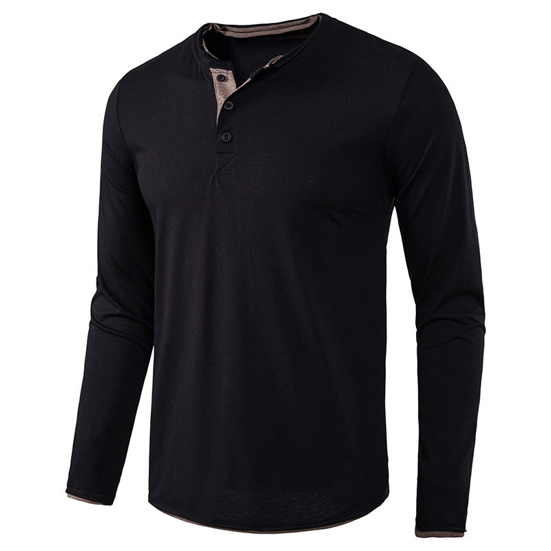 Herren Langarmshirt Elegantes Knopfdesign Modern - BerlinGlamour