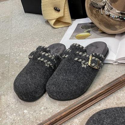 Damen Filz-Clogs Schnalle Warm Kuschelig