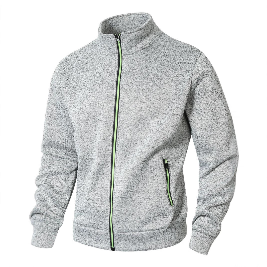 Herren Fleecejacke Sportlich Warm Mit Stehkragen - BerlinGlamour