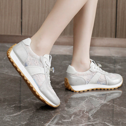 Damen Sneaker Sportlich Atmungsaktiv Glitzernde Kristalle