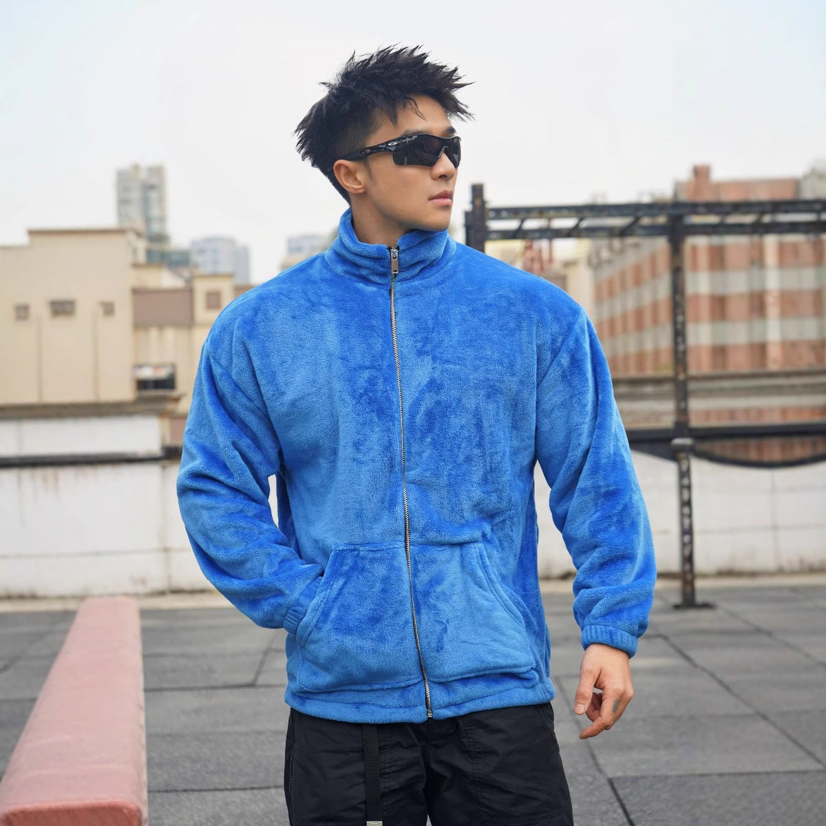 Herren Fleecejacke Weich Warm Mit Hochem Kragen
