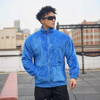 Herren Fleecejacke Weich Warm Mit Hochem Kragen
