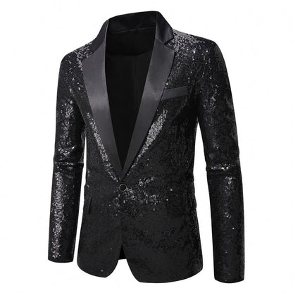 Herren Blazer Pailletten mit Satin Revers Elegant