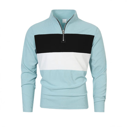 Herren Pullover Reißverschluss Farbblock Modern