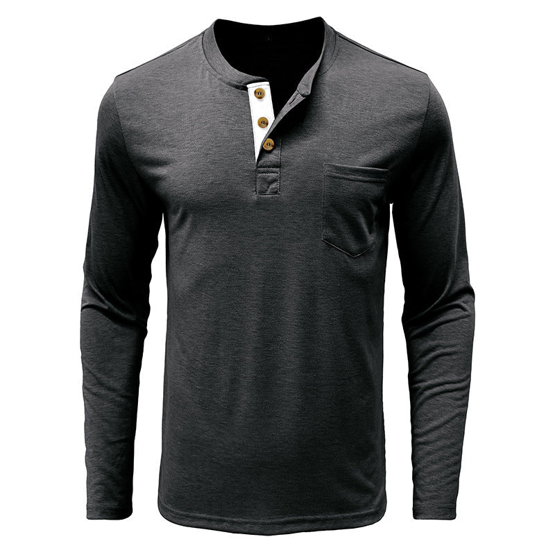 Herren Langarmshirt Mit Knöpfen Modern Sportlich