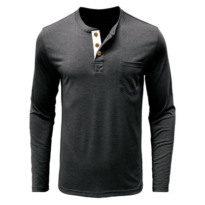 Herren Langarmshirt Mit Knöpfen Modern Sportlich